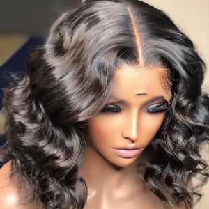 Brazilian Pre-Plucked With Baby Human Hair Wig - 1B bob wig