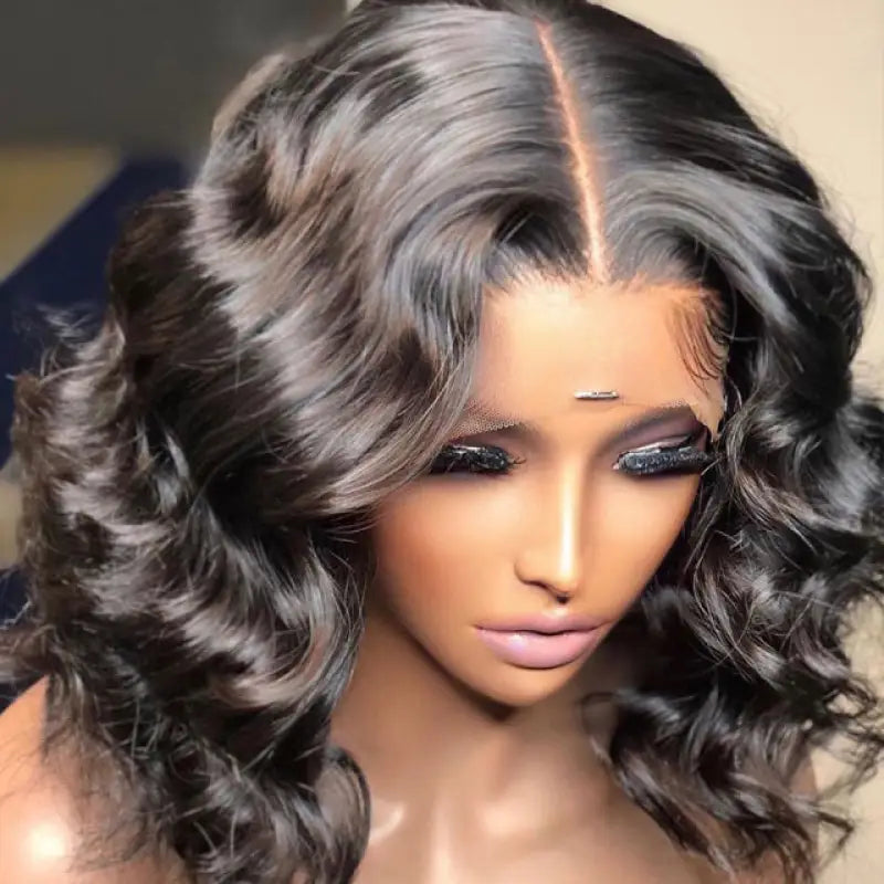 Brazilian Pre-Plucked With Baby Human Hair Wig - 1B bob wig