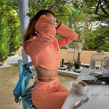 Load image into Gallery viewer, Breasted Cropped Top and High Rise Pants Set - two piece