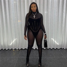 Load image into Gallery viewer, Brielle Patchwork Mesh Bodycon Rompers Jumpsuit - romper
