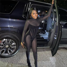 Load image into Gallery viewer, Brielle Patchwork Mesh Bodycon Rompers Jumpsuit - romper