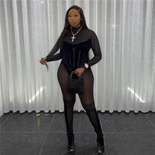 Load image into Gallery viewer, Brielle Patchwork Mesh Bodycon Rompers Jumpsuit - romper