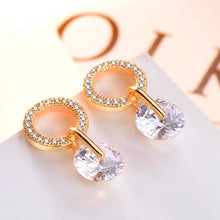 Load image into Gallery viewer, Brilliant Cubic Zirconia Women Drop Earrings - Gold-color