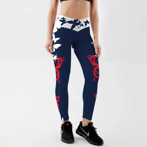 Butterfly Pattern Digital Print Push Up Leggings - Multi