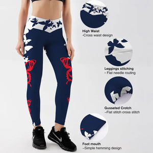 Butterfly Pattern Digital Print Push Up Leggings - pants