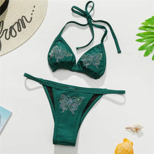Load image into Gallery viewer, Butterfly Rhinestones Push Up Bikini Set - Swimsuit