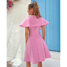Load image into Gallery viewer, Button Décor Cloak Sleeve Swing Dress - dress