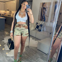 Load image into Gallery viewer, Camouflage Elastic Waist Straight Leg Short Pants - pants