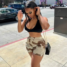 Load image into Gallery viewer, Camouflage Elastic Waist Straight Leg Short Pants - pants