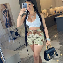 Load image into Gallery viewer, Camouflage Elastic Waist Straight Leg Short Pants - pants