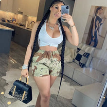 Load image into Gallery viewer, Camouflage Elastic Waist Straight Leg Short Pants - S