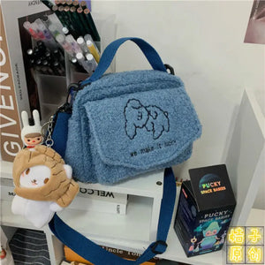 Canvas Printed Cute Envelope Cartoon Shoulder Bag - Blue