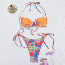 Load image into Gallery viewer, Cartoon Floral Print Brazilian Bikini Set - Swimsuit