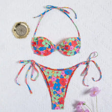 Load image into Gallery viewer, Cartoon Floral Print Brazilian Bikini Set - Swimsuit
