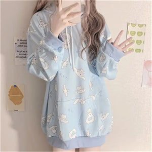 Cartoon Print Anime Oversized Hoodie - 3 / S