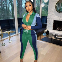 Load image into Gallery viewer, Casual Jacket Top and Pant Sports Suit Set - green / L