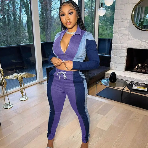 Casual Jacket Top and Pant Sports Suit Set - two piece