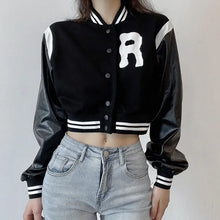 Load image into Gallery viewer, Casual PU Leather Patchwork Stripe Jacket