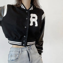 Load image into Gallery viewer, Casual PU Leather Patchwork Stripe Jacket