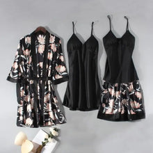 Load image into Gallery viewer, Casual Satin Lounge Soft Pajama Set - Black - B / XL