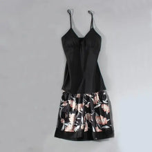 Load image into Gallery viewer, Casual Satin Lounge Soft Pajama Set - Black - D / XL