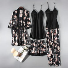 Load image into Gallery viewer, Casual Satin Lounge Soft Pajama Set - Black - A / XL
