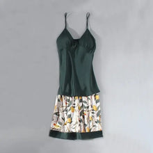 Load image into Gallery viewer, Casual Satin Lounge Soft Pajama Set - Green - D / XL