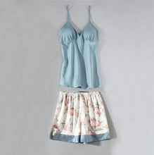 Load image into Gallery viewer, Casual Satin Lounge Soft Pajama Set - Light Blue - D / XL