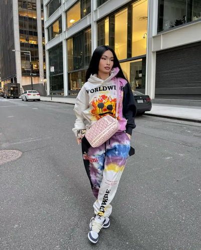 Casual StreetWear Hip-hop Print Hoodie & Pants Set - two