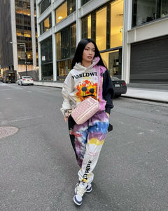 Casual StreetWear Hip-hop Print Hoodie & Pants Set - two