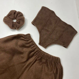 Casual Triangle Tube Crop Top & Elastic High Waist