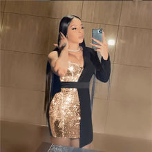 Load image into Gallery viewer, Catch A Vibe Sequin Mini Dress - Gold / M - dress