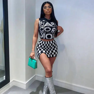 Checkerboard Printed 2 Piece Set - two piece