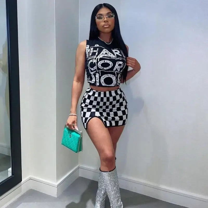 Checkerboard Printed 2 Piece Set - two piece