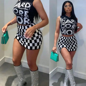 Checkerboard Printed 2 Piece Set - two piece
