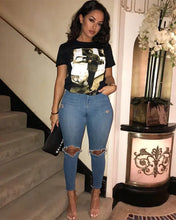 Load image into Gallery viewer, Chic Print Black T-shirt - t-shirt