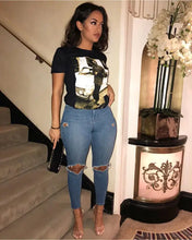 Load image into Gallery viewer, Chic Print Black T-shirt - t-shirt