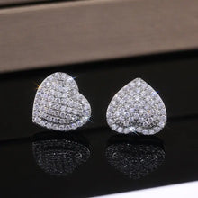 Load image into Gallery viewer, Classic Design Dazzling Heart Stud Earrings - Jewelry