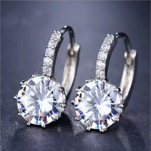 Classic Real Tibetan Cubic Zircon Silver Earrings - EH75