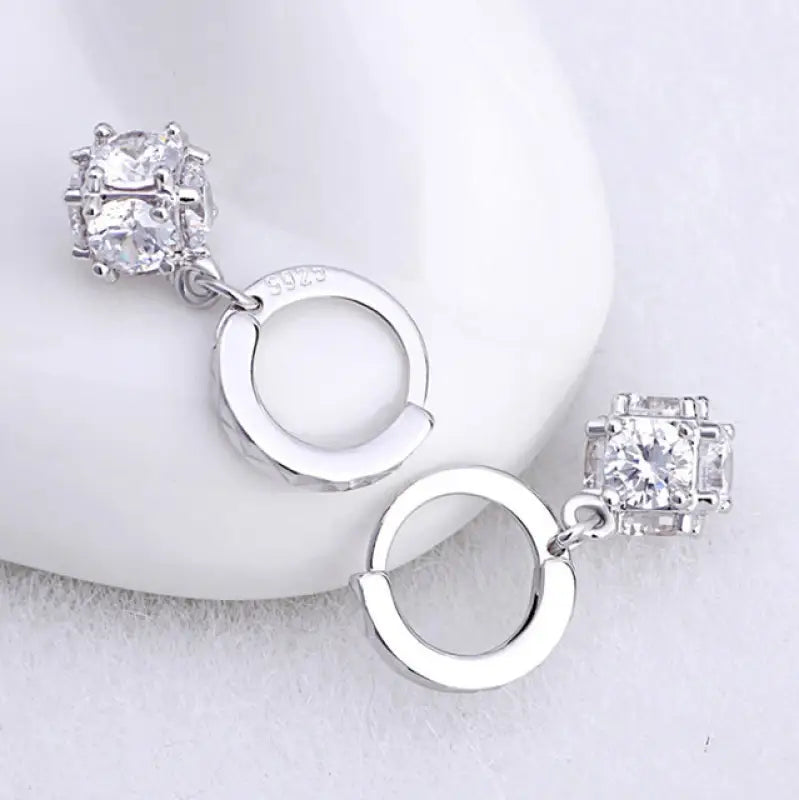Classic Real Tibetan Cubic Zircon Silver Earrings - WE34
