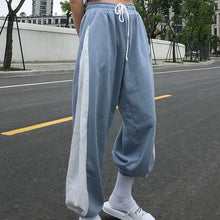 Load image into Gallery viewer, Color Contrast Loose High Waist Drawstring Trousers - pants