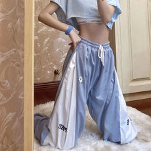 Load image into Gallery viewer, Color Contrast Loose High Waist Drawstring Trousers - pants