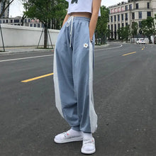 Load image into Gallery viewer, Color Contrast Loose High Waist Drawstring Trousers - pants