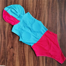 Load image into Gallery viewer, Colorblock One Piece Lace Up Swimsuit