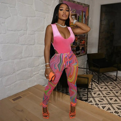 Colorful Mesh Bandage See Through Leggings - pants