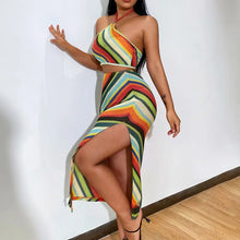 Load image into Gallery viewer, Colorful Patchwork Y2K Knitted Two Piece Set - two piece