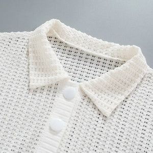 Contrast Color Lapel Short Sleeve White Playsuit - dress