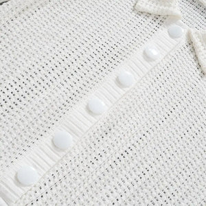 Contrast Color Lapel Short Sleeve White Playsuit - dress