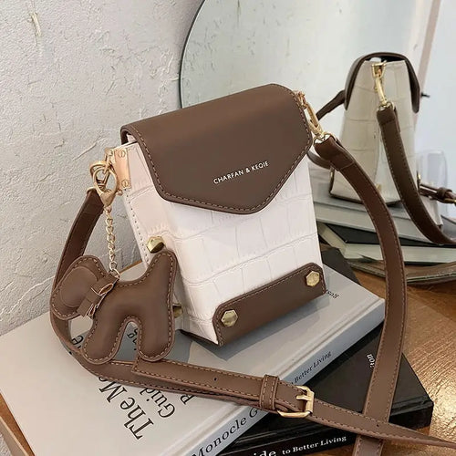 Contrasting design Chain PU Leather Crossbody Bag