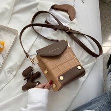 Load image into Gallery viewer, Contrasting design Chain PU Leather Crossbody Bag - Auburn